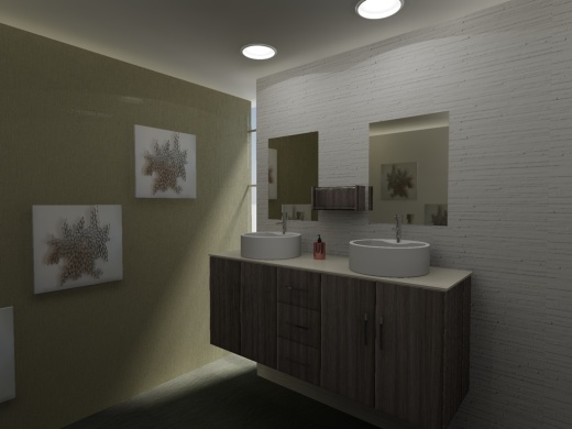 浴室柜白色洗脸盆和双镜洗手盆缩略图